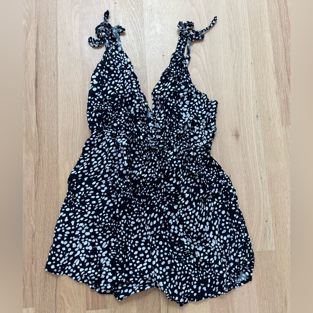Plunge neck and plunge back romper